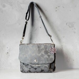 Coach Kyra Signature Black Jacquard Messenger Crossbody Bag F16553